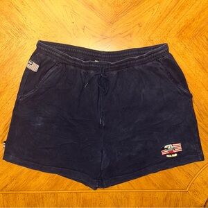 Vintage The Disney Store Mickey Mouse Embroidered Shorts Size 2XL Navy Flag Fade